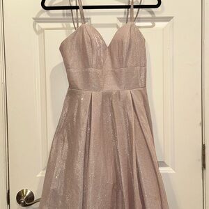 Sparkling Baby Pink Gown with Spaghetti Straps